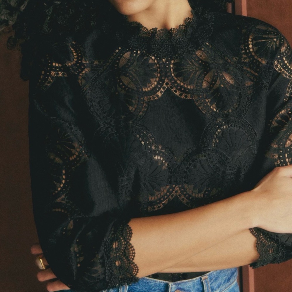 Sezane Bianca Blouse Noir. - Size 40